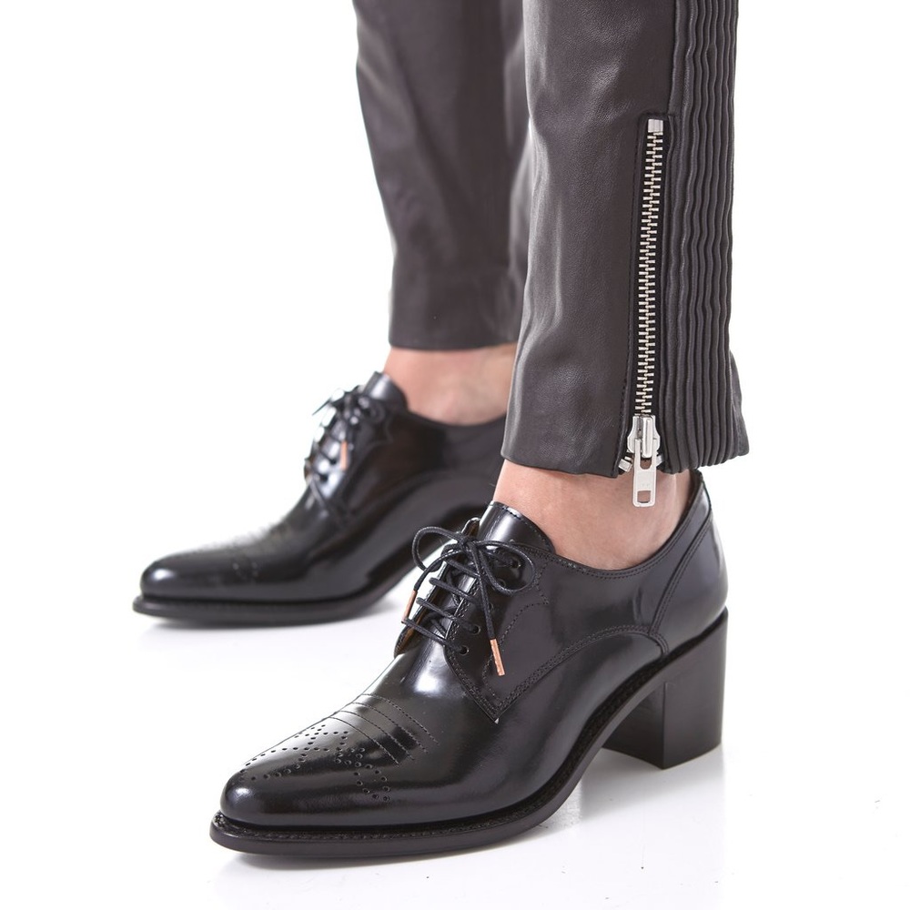 Miss Button Black Oxford Heels